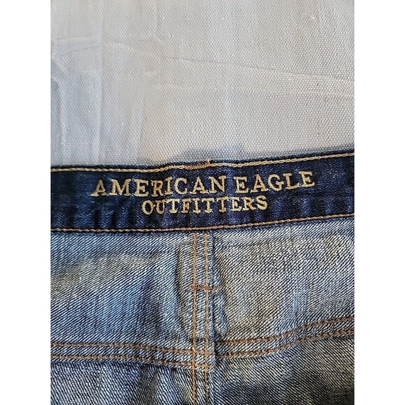 American Eagle Outfitters Jeans Mens 45x33 Relaxed Straight High Rise Dark Blue - Picture 9 of 13